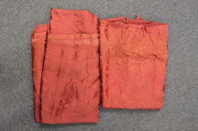 Lot 483 - Fabric. A group of red damask fabric pieces, 18th and 19th century