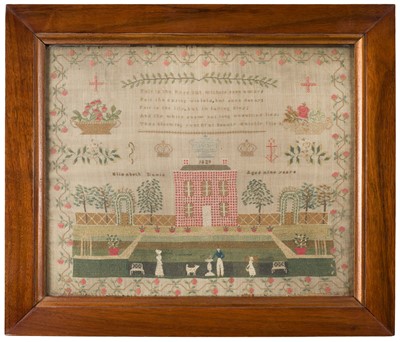 Lot 519 - Sampler. A needlework picture by Elizabeth Davis, 1829