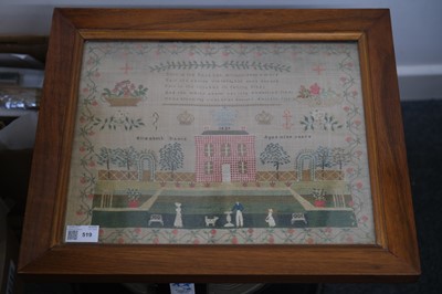 Lot 519 - Sampler. A needlework picture by Elizabeth Davis, 1829