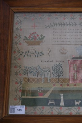 Lot 519 - Sampler. A needlework picture by Elizabeth Davis, 1829