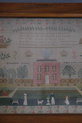 Lot 519 - Sampler. A needlework picture by Elizabeth Davis, 1829