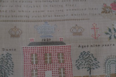 Lot 519 - Sampler. A needlework picture by Elizabeth Davis, 1829