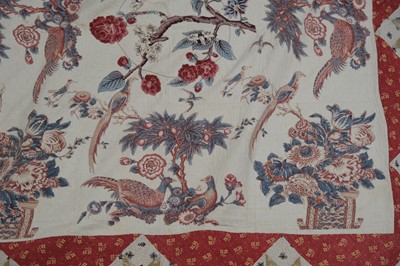 Lot 511 - Quilt. A broderie perse bedcover of 18th century chintz, early 19th century