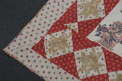 Lot 511 - Quilt. A broderie perse bedcover of 18th century chintz, early 19th century