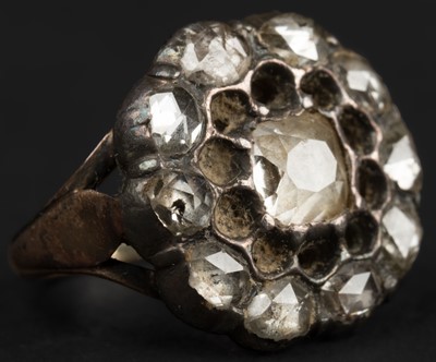 Lot 738 - Ring. A Georgian or later diamond cluster ring