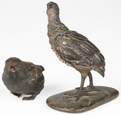 Lot 406 - Austrian bronze. Two Austrian cold-painted bronze birds, early 20th century