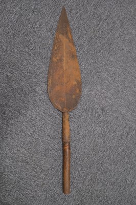 Lot 531 - Sudan. A Sudanese jibba and accompanying spear from the Madhist State era, circa 1880s-1890s