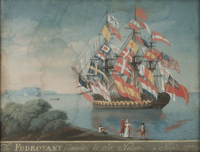 Lot 105 - Neapolitan School. The Fudroyant Comanded by Sir Nelson = Naples, 1799, gouache