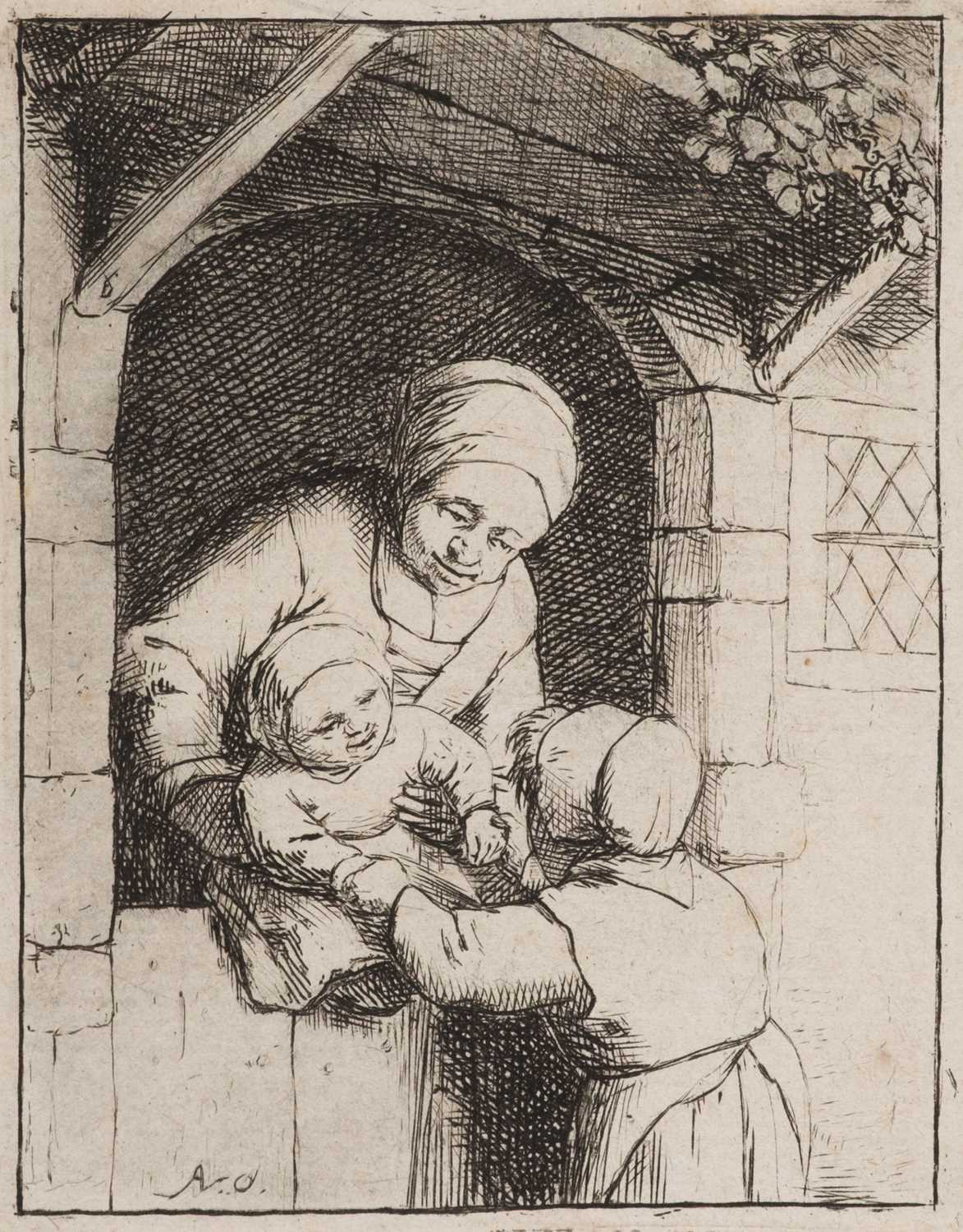 Lot 84 - Ostade (Adriaen van, 1610-1685). Mother with Two Children, 1675