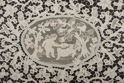 Lot 348 - Bedcover. A large marriage coverlet, circa 1870-1890, & other lace items
