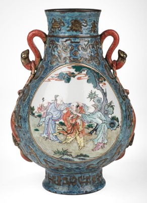 Lot 589 - Vase. A Chinese famille rose porcelain baluster vase, probably 19th century