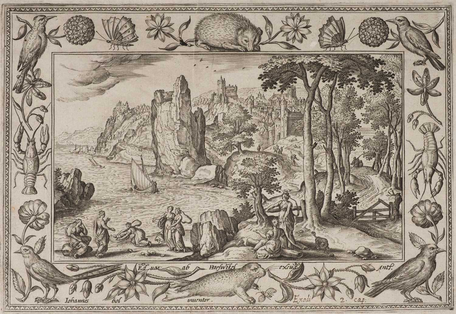 Lot 61 - Collaert (Adriaen, circa 1560-1618). Pharaoh's Daughter Finding Moses..., 1584