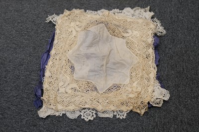 Lot 538 - Lace. A Brussels Point de Gaze handkerchief, 19th century, & others