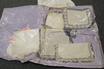 Lot 538 - Lace. A Brussels Point de Gaze handkerchief, 19th century, & others