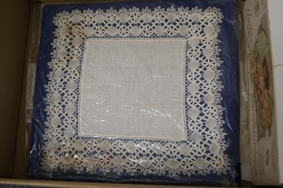 Lot 538 - Lace. A Brussels Point de Gaze handkerchief, 19th century, & others
