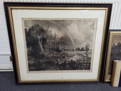 Lot 95 - Lucas (David, 1802-1881). Salisbury Cathedral with Rainbow (Large Plate), after John Constable