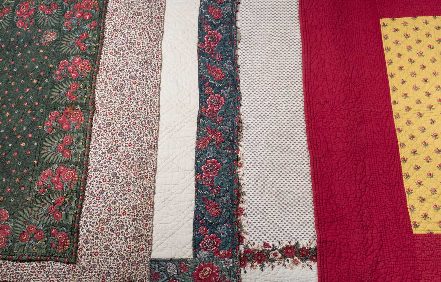 Lot 518 - Quilt. A 'bonnes herbes' pattern quilt, French, 19th century, & 4 other French quilts