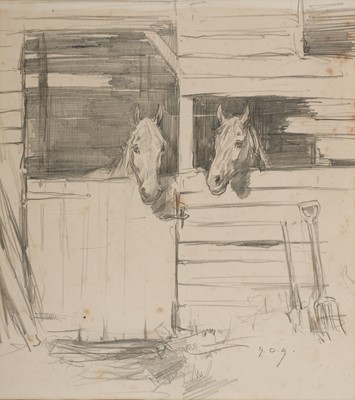 Lot 211 - Armour (George Denholm, 1864-1949). Horses in the stables, pencil, and others