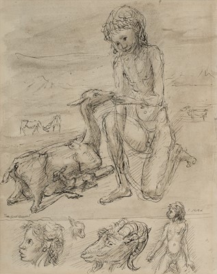 Lot 629 - Ehrlich (Georg, 1897-1966). "The Goat shepherd" illustration for The Young King by Oscar Wilde