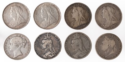 Lot 535 - Victoria (1837-1901). 8 silver crown coins, including George III, 1822