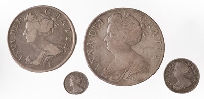 Lot 505 - Anne (1702-1714). Silver coins, including Crown, 1707, Half Crown, 1707