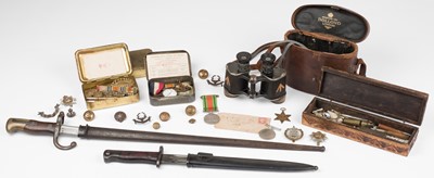 Lot 680 - WWI militaria. Two WWI Princess Mary Christmas tins and other items