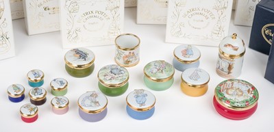 Lot 485 - Crummles & Co. Enamel Boxes. A collection of eleven Beatrix Potter boxes, 1992
