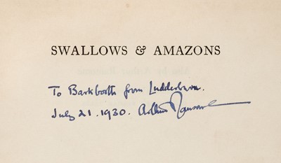Lot 756 - Ransome (Arthur). Swallows & Amazons, 1st edition, London: Jonathan Cape, 1930