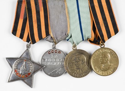 Lot 646 - Russian Medals. A WWII Soviet Order of Glory group to Pte A.L. Dobrodei, 1st Belorussian Front