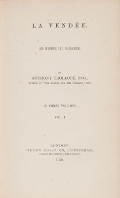 Lot 382 - Trollope (Anthony). La Vendée, 3 volumes, 1st edition, 2nd issue, 1850