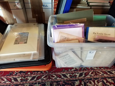 Lot 464 - Prints & Engravings. Three cartons of prints, ephemera, and periodicals, 15th - 19th century