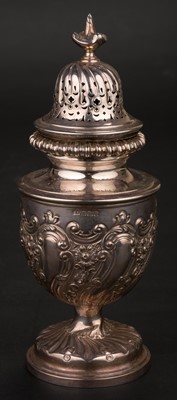 Lot 494 - Sugar caster. A George V silver sugar caster by Henry Wilkinson, Sheffield, 1923