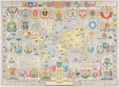 Lot 99 - Bullock (Leslie G.). United Nations Map of the World, 1942, Edinburgh, 1944