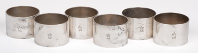 Lot 105 - Air Ministry. A set of six RAF electroplated officers' mess napkin rings, circa 1920s