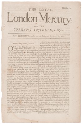 Lot 229 - Loyal London Mercury: or the Currant Intelligence, issue number 10..., 1682