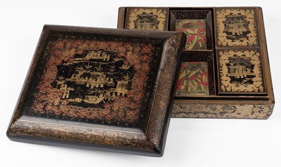 Lot 482 - Games box. A Chinese Export lacquer games box, early 19th century