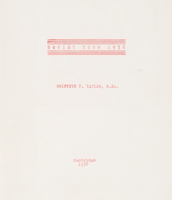 Lot 32 - Taylor (Griffith P.). Soviet Tour 1936, Cambridge, 1936