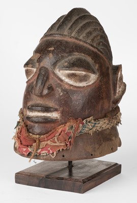 Lot 537 - Republic of Congo. A Basuku carved wood helmet mask