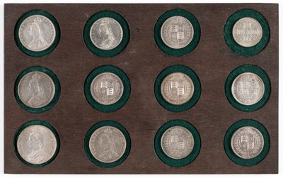 Lot 528 - Silver coins. A collection of Victorian coins, comprising Crown, 1887, Double Florin 1887 etc