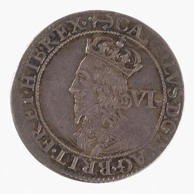 Lot 508 - Charles I (1625-1649), Briot’s Second Milled issue, Sixpence, very fine