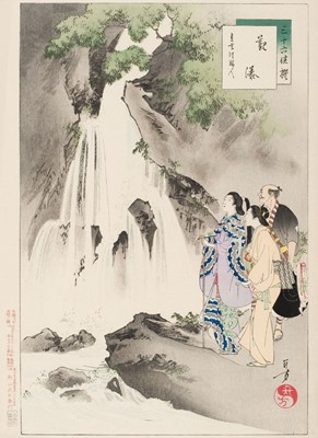 Lot 151 - Toshikata (Mizuno, 1866-1908). Viewing a Waterfall..., circa 1893
