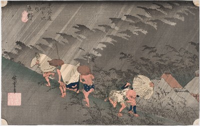 Lot 123 - Hiroshige (Utagawa, 歌川 広重, 1797-1858). Sudden Shower at Shōno,..., 1834-35