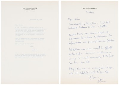 Lot 293 - Lerner (Alan Jay, 1918-1986). A group of 10 letters from show business friends, 1958-83