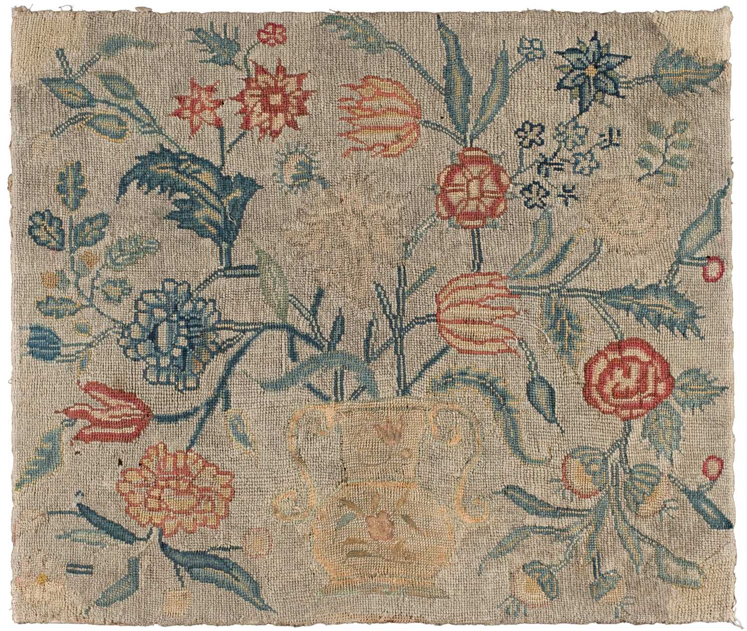 Lot 280 - Embroidered Panel. A floral needlepoint panel, British, early-mid 18th century