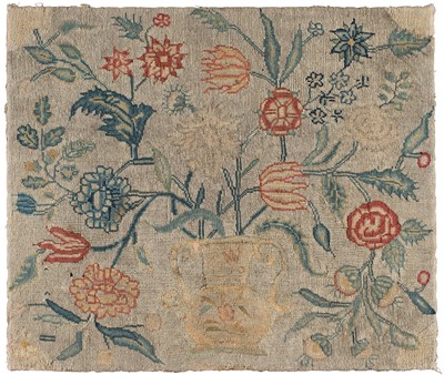 Lot 280 - Embroidered Panel. A floral needlepoint panel, British, early-mid 18th century