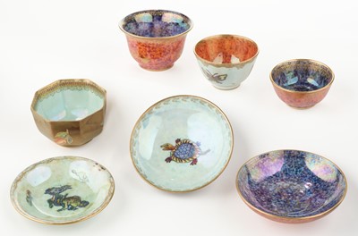 Lot 377 - Fairyland lustre. A collection of small bowls, including an 'Ordinary Lustre' octagonal bowl