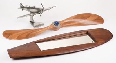 Lot 177 - Propeller. An inter-war mahogany propeller blade, plus a two-blade propeller