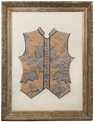 Lot 299 - Toile de Jouy. A waistcoat front of wallpaper 'The Four Seasons' by Lee Jofa, France, circa 1920