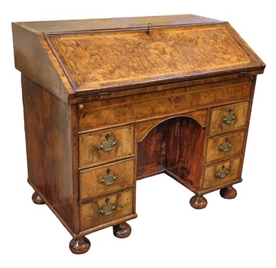Lot 433 - Bureau. A Queen Anne period walnut bureau, circa 1700