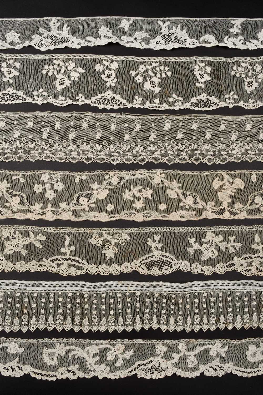 Lot 301 - Alençon. A group of lace edgings, a lappet, and cuffs, France, 18th & 19th century